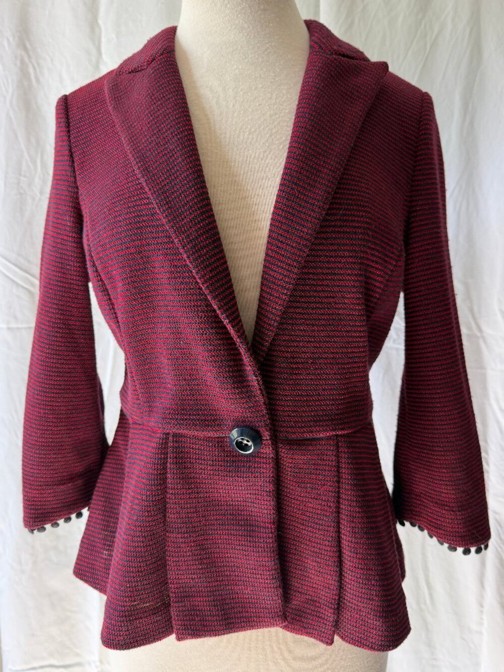 TABITHA Anthropologie "Chandelier" Striped Knit Peplum Blazer M